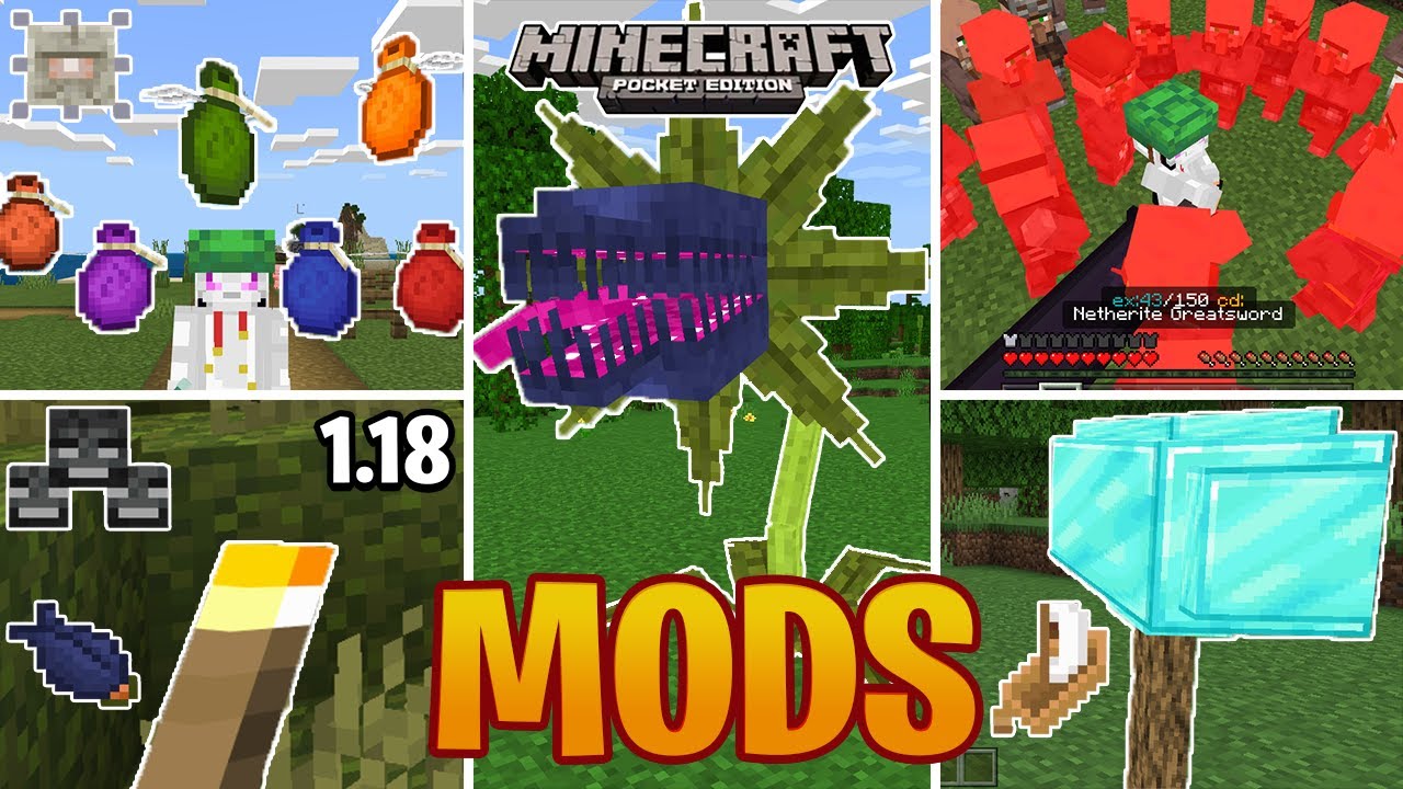 😱TOP 10 MODS/ADDONS SURVIVAL para MINECRAFT PE 1.18 a 1.18.2 (BEDROCK)😱