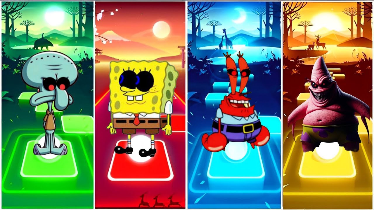 SQUIDWARD EXE VS SPONGEBOB EXE VS MR KRABS EXE VS PATRICK STAR EXE - TILES HOP