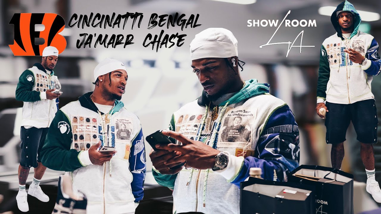 Cincinnati Bengal Ja'Marr Chase приезжает после закрытия, чтобы купить дизайнерскую одежду и крос...