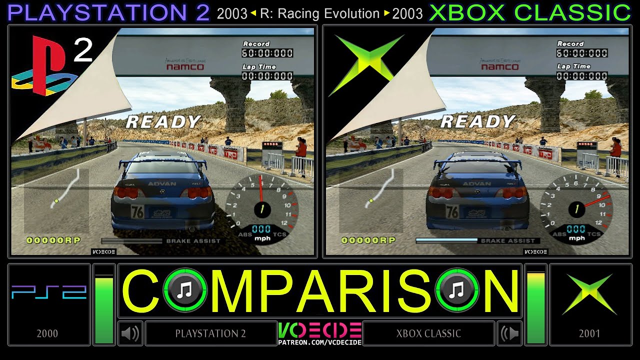 R: Racing Evolution (PlayStation 2 vs Xbox) Side by Side Comparison | VCDECIDE