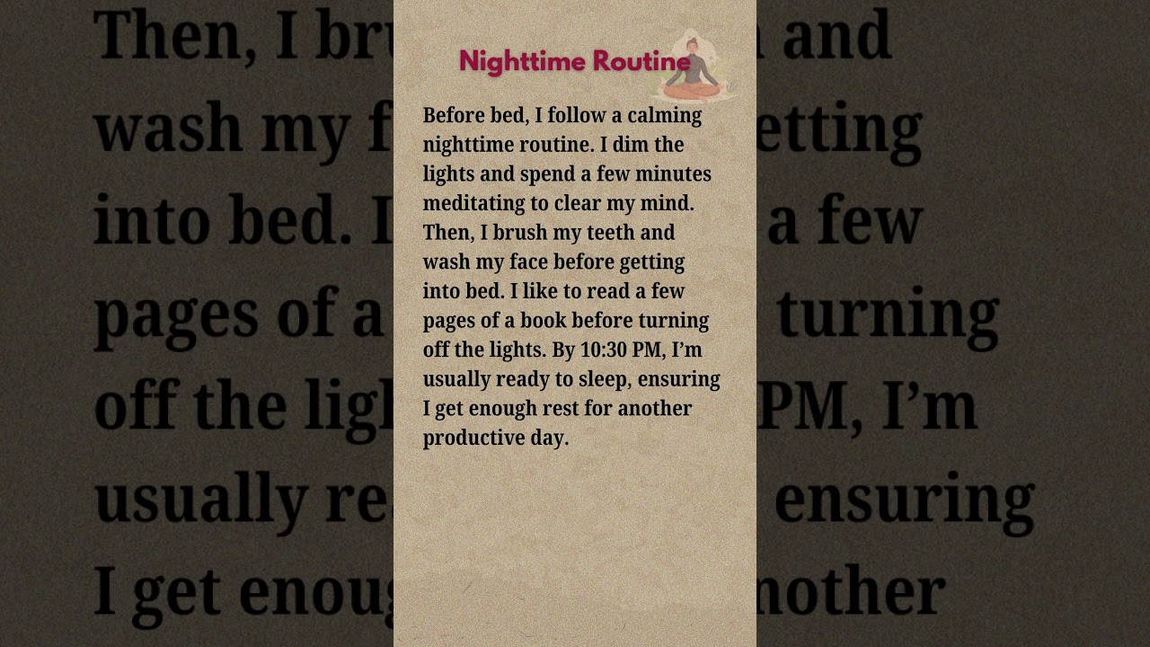 English Listening and Reading Practice  - My Daily Routine Part 8: Nighttime Routine 🔠📚