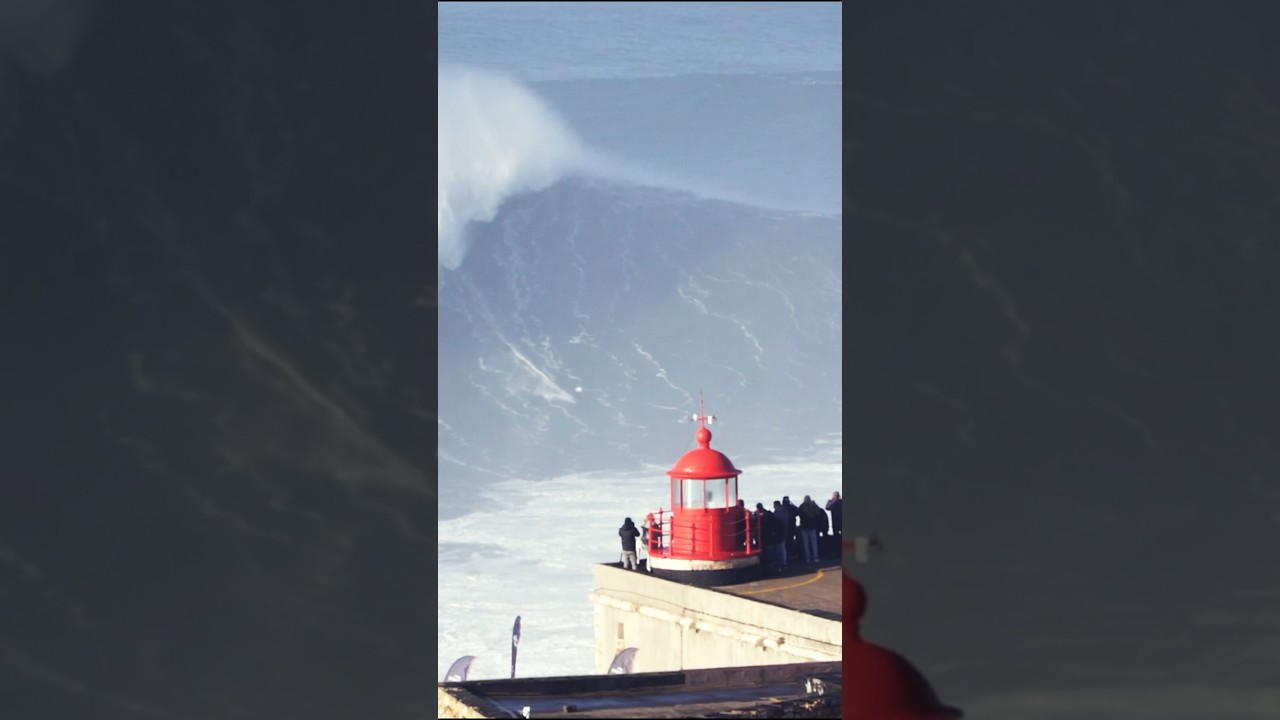 NAZARE: THE BIGGEST WAVE ON EARTH! Pedro Scooby on a MASSIVE ONE! #bigwaves #surfing #nazare