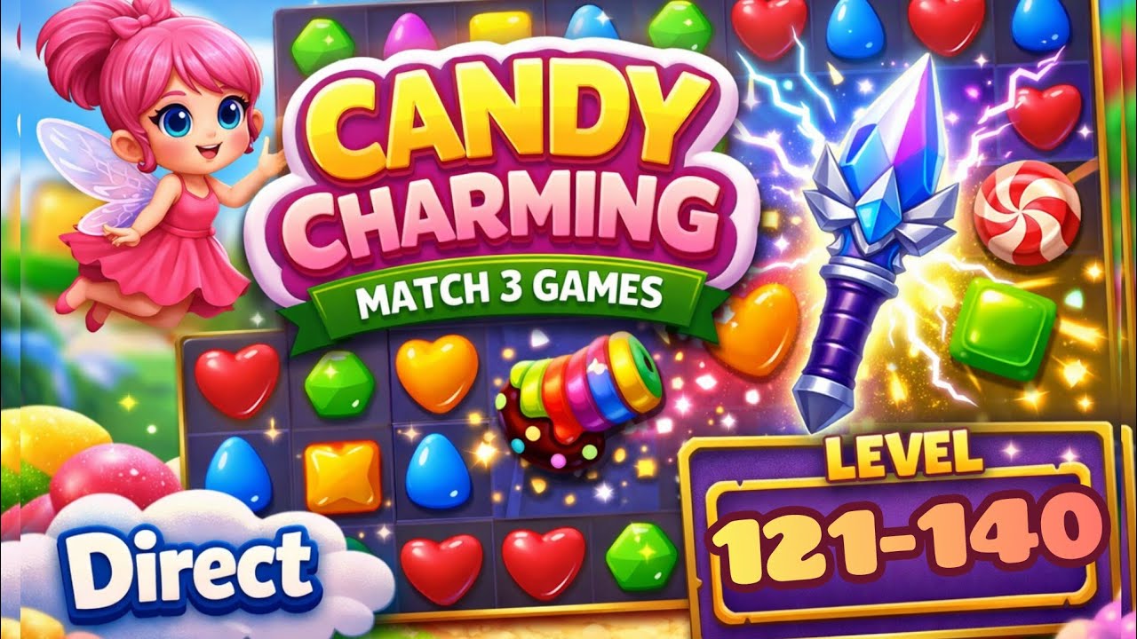 Candy Charming - Match 3 Games || Level: 121-140 || Direct_gaming creator ||