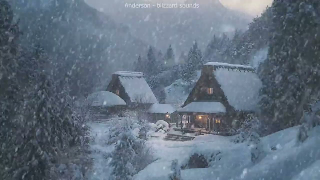 Heavy Snowstorm with Cozy Mountain House Ambience | Wind, Blizzard Sounds for Sleeping, Studying