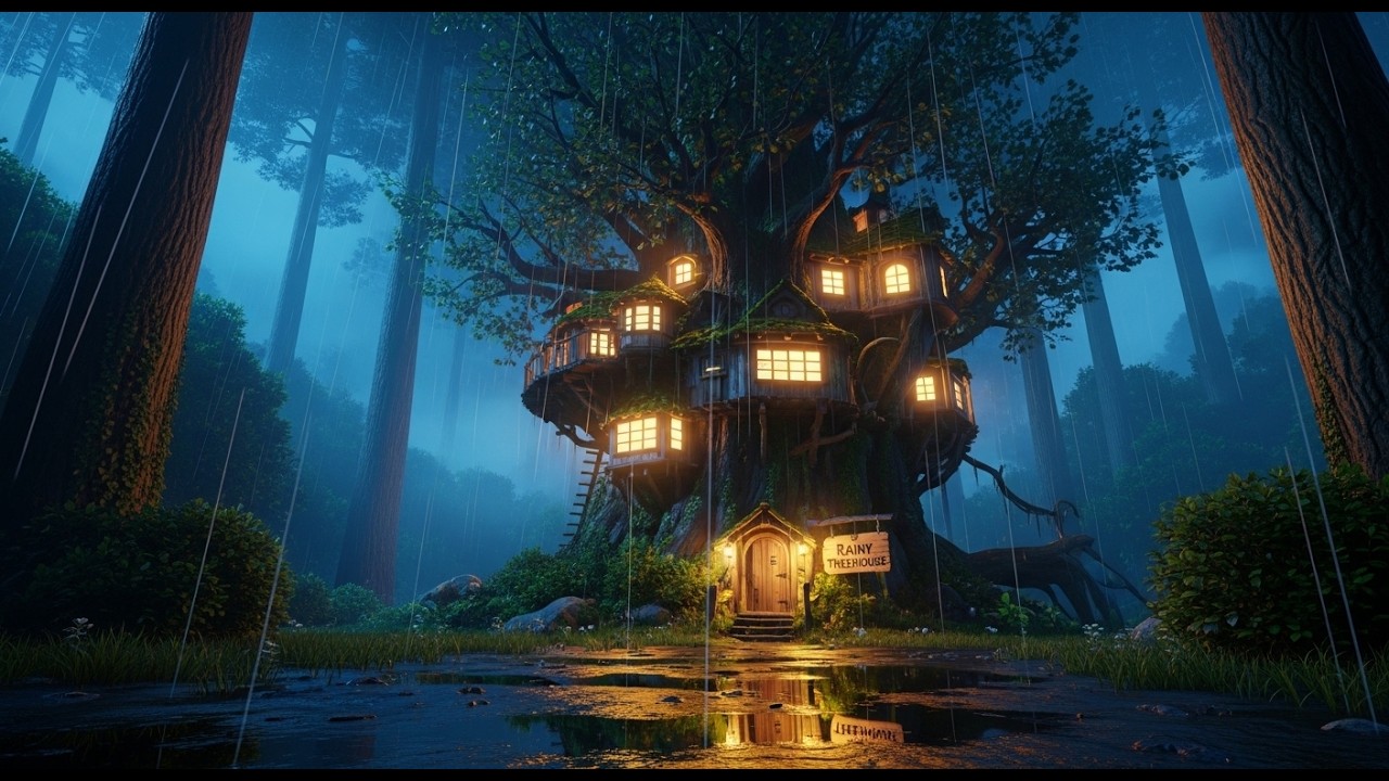 🍜 Rainy Treehouse Cooking & Peaceful Village Life | Ghibli Style Relaxing ASMR