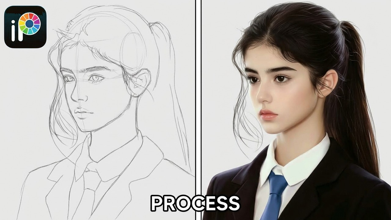Realistic Digital Portrait in Ibis Paint X | Full Drawing Process