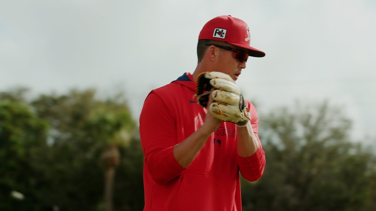 Cardinals' Lars Nootbaar works the outfield at day 3 of spring training