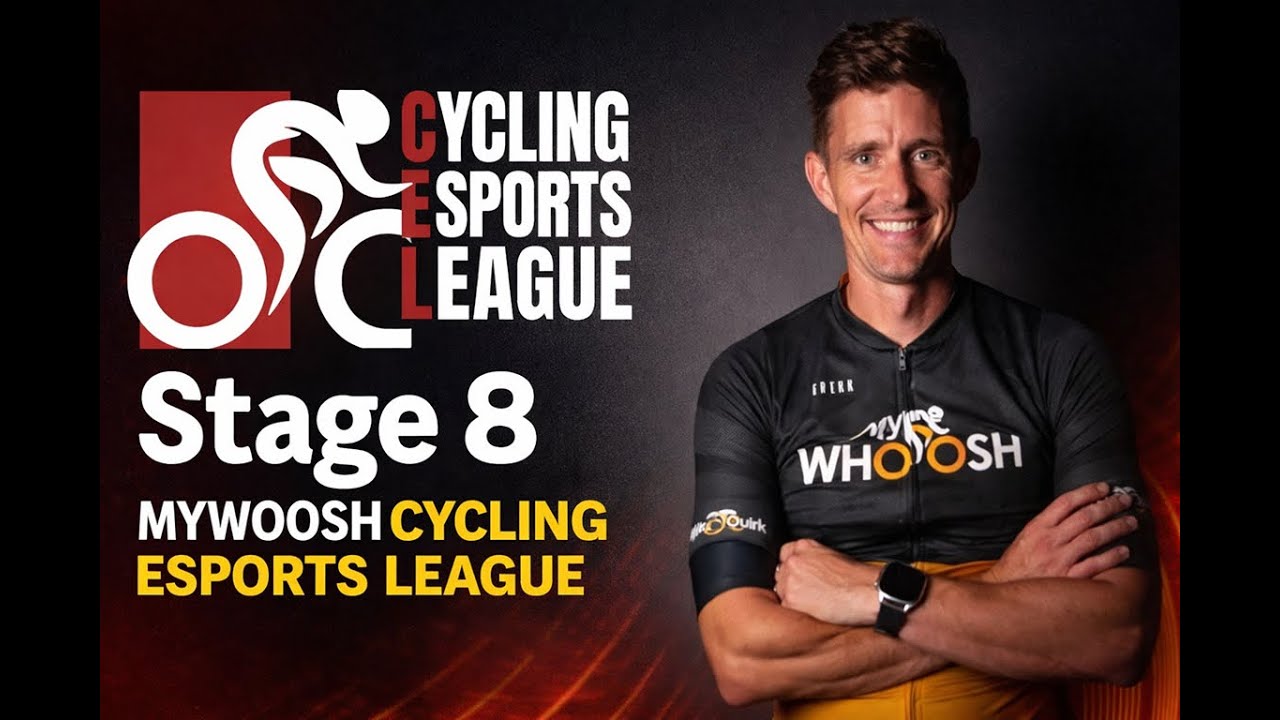 Информация о 8-м этапе киберспортивной лиги MyWhoosh Cycling и о туре сообщества MyWhoosh.