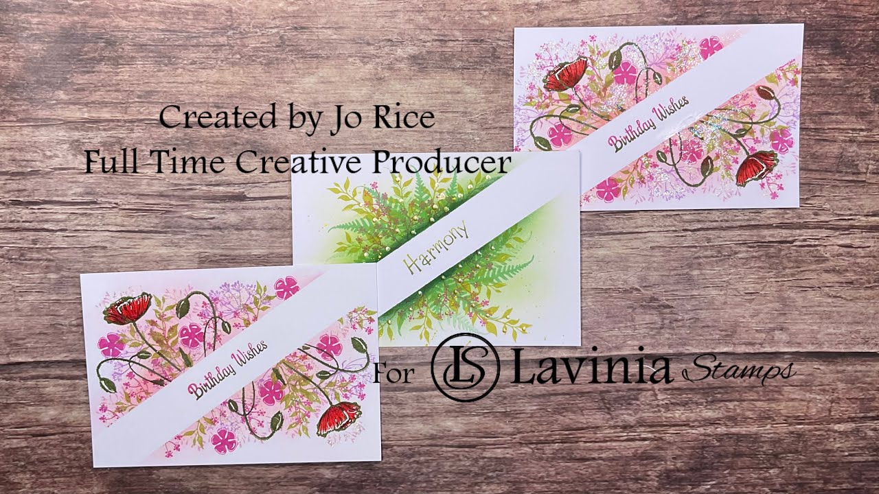 Floral Diagonal Banner design by Jo Rice #laviniastamps #cardmakingvideo #diagonalbanner