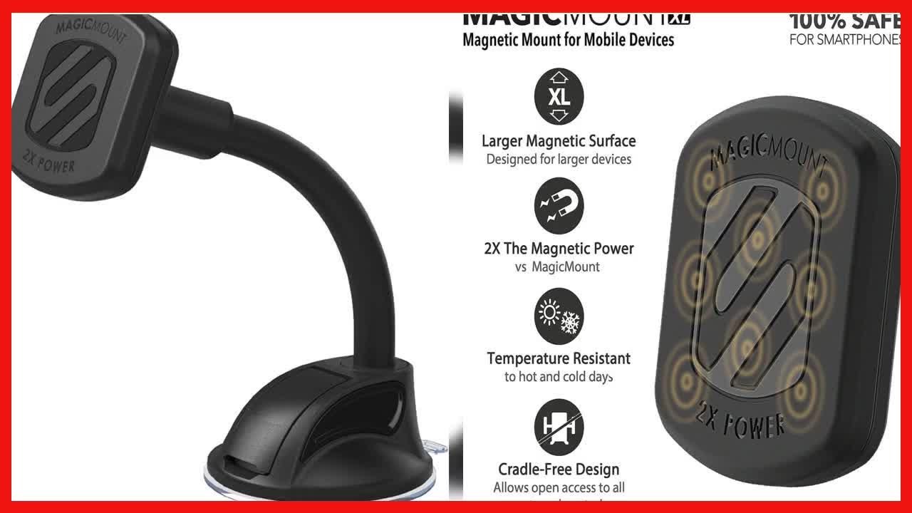 Scosche MAGTHD2 MagicMount XL Magnetic Suction Cup Phone Mount for Car Dash, Window or Flat Surface,