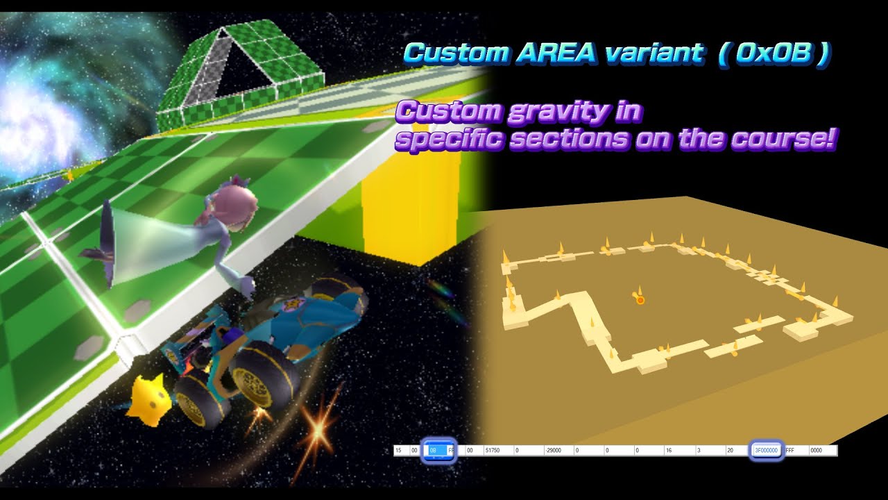 [Mario Kart Wii] Custom AREA (KMP 0x0B): Custom Gravity (Proof of Concept)