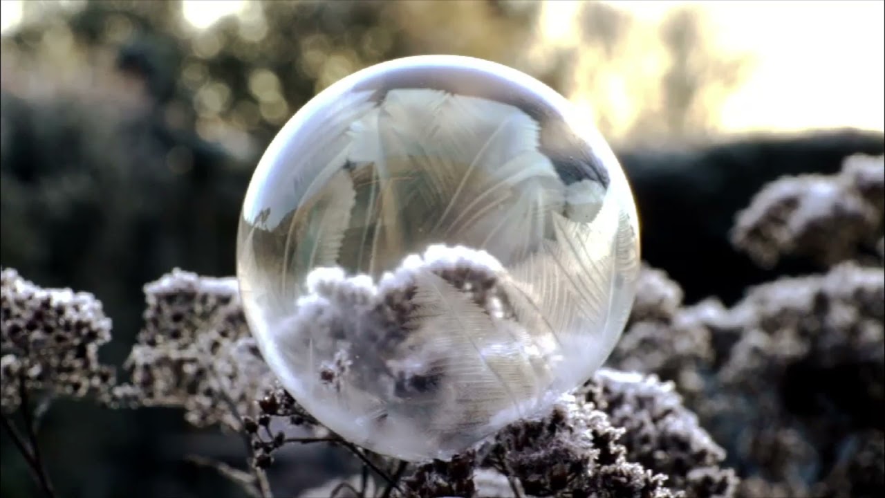 Frozen soap bubble