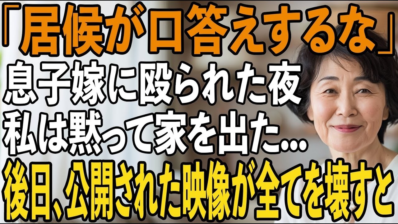 「居候の分際で口答えするな」姑の私を理不尽に殴り”家政婦扱い”する息子嫁。私は黙って家を出た→1ヶ月後、“ある映像”が公開され、家族は全てを失い半狂乱に【シニアライフ】【60代以上の方へ】