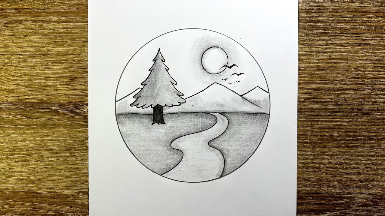 Comment dessiner paysage facile étape par étape | Tuto dessin paysage pour débutants