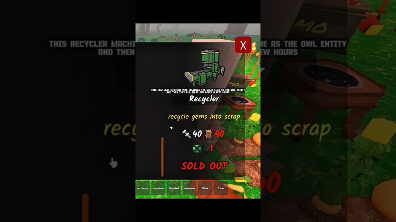 The Recycler Machine on 99 nights in the forest