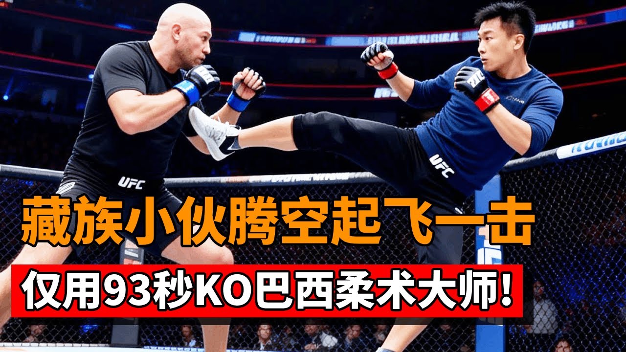 19岁藏族格斗天才横空出世，腾空起飞一击命中，仅用93秒KO巴西柔术大师！【格斗界扛把子】