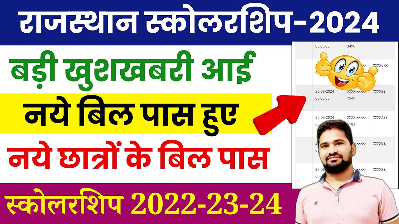 स्कोलरशिप नये छात्रों के बिल आना शुरू 2024 | rajasthan scholarship latest bill pass today #newbill