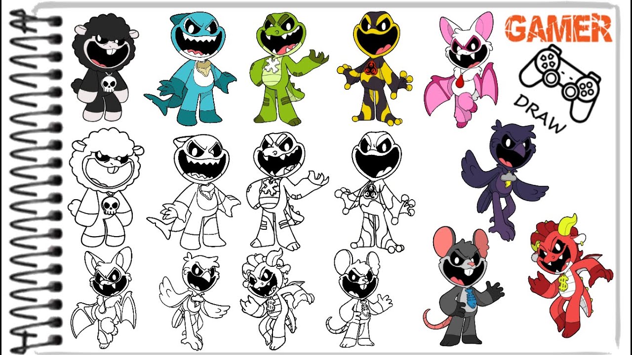 Como Desenhar todos os personagens de POPPY PLAYTIME CHAPTER 4 Smiling Critters