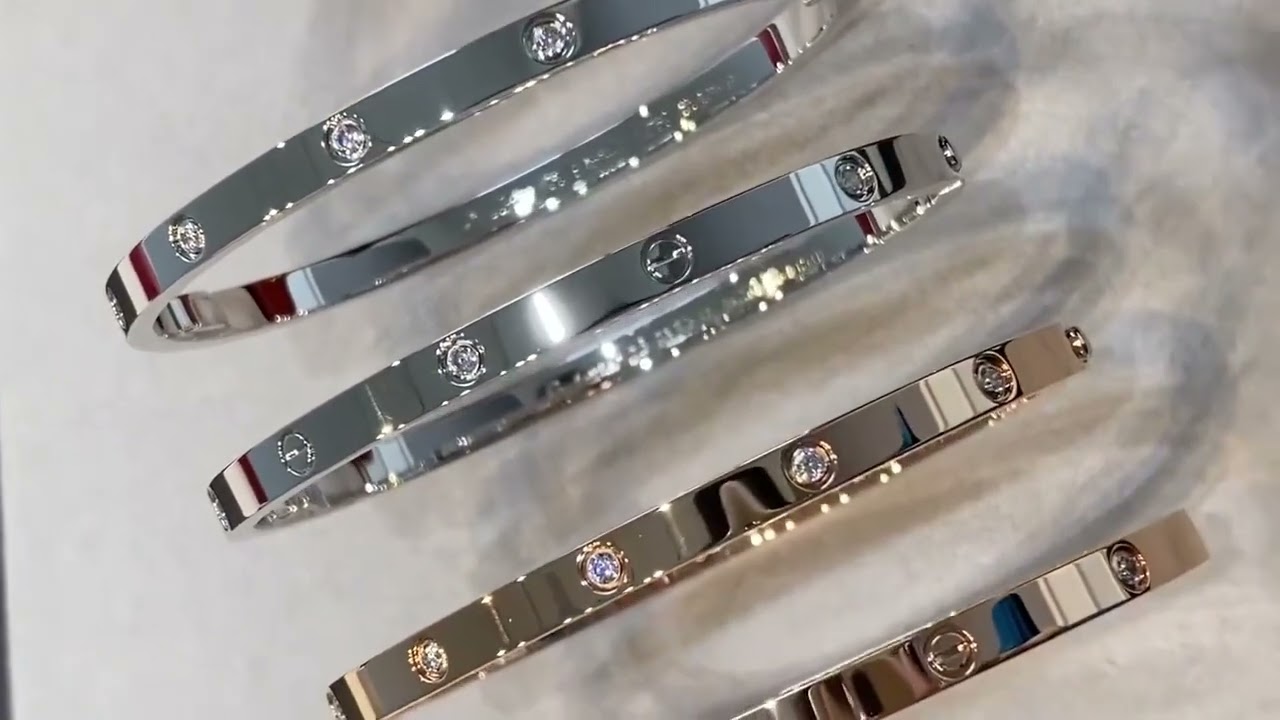 卡地亞love手镯窄版6钻10钻款 男生手鐲女生手鐲  Cartier Love Narrow Bangle: 6-Diamond & 10-Diamond Styles forMen & Women