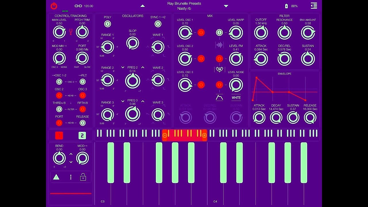 MOOD Synthesizer by apeSoft - Focus On The RUSTiK Alpha Presets - iPad Demo