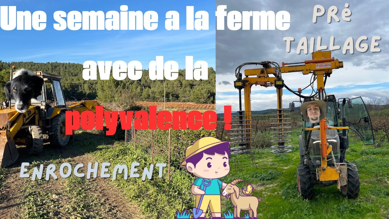 Semaine à la ferme très polyvalente ! Enrochement, pré taillage, cultivateur !#farming