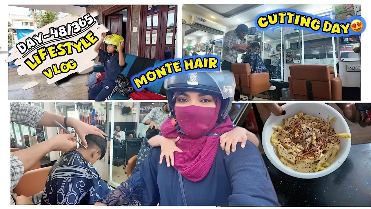 Teacher cheetha paranjyad ket madthu 🥹 finally hair cut cheidu😒 Monte hair cutting vlogs❤️