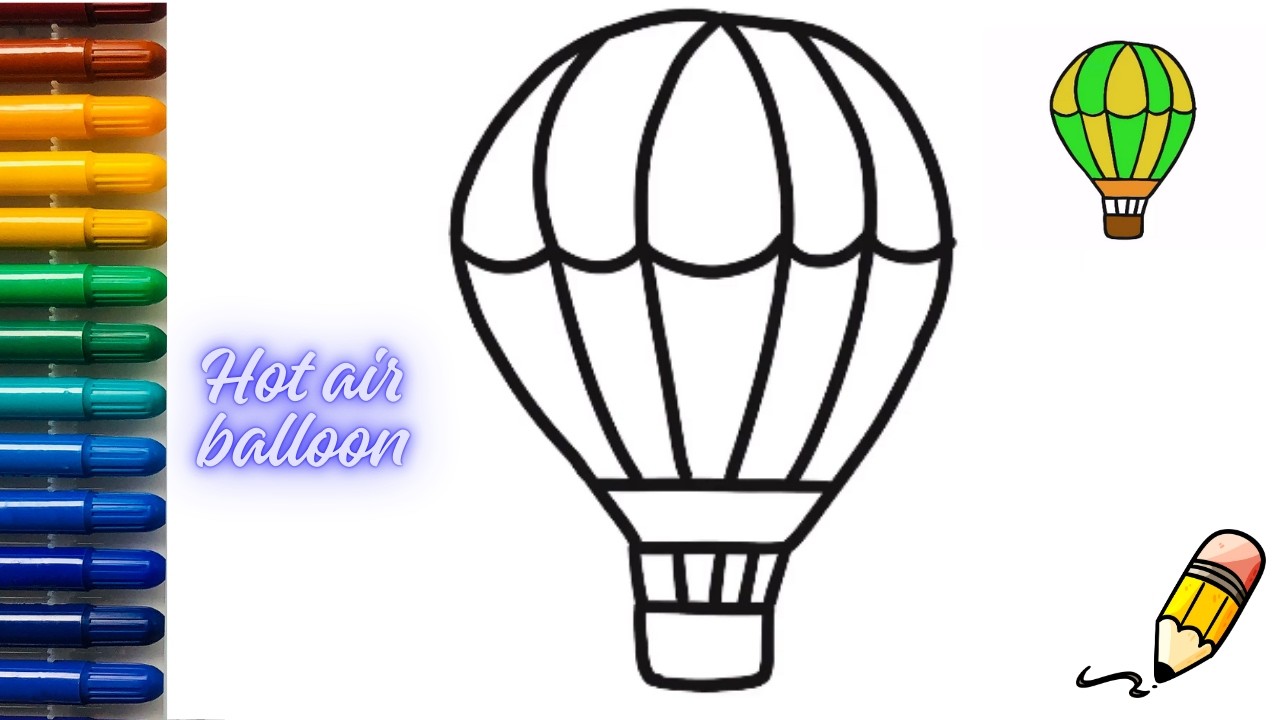 How to draw a hot air  balloon//drawing a hot air balloon with easy step by step video for beginners