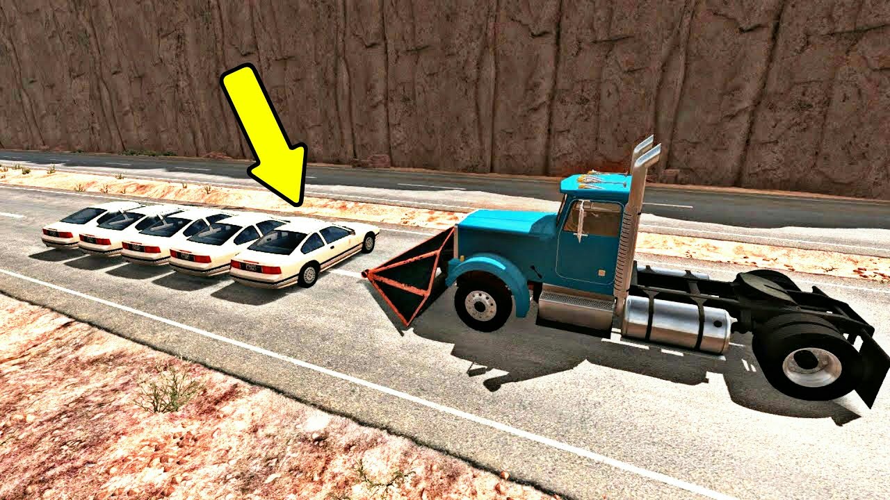 محاكي الحوادث : لقطات منوعة - الشاحنة ضد السيارات الصغيره 😱🚗🚚 19 BeamNG drive