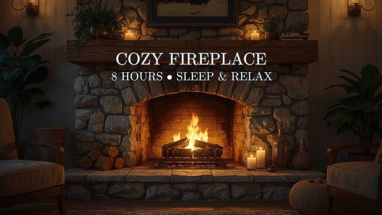 Cozy Fireplace 🔥 Crackling Fire Sounds for Sleep, Study & Relax | 8 Hours Ambience