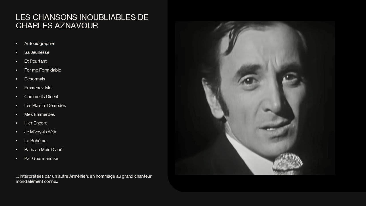 Les chansons inoubliables de Charles Aznavour.