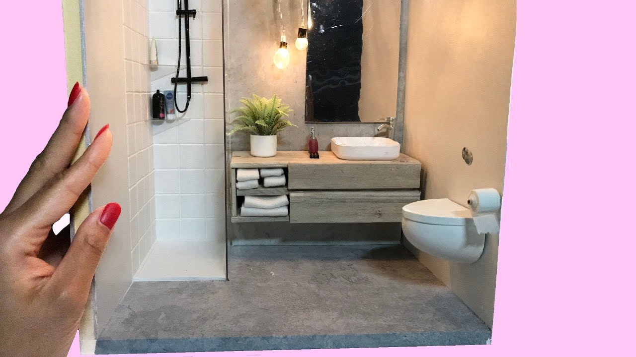 DIY Miniature Dollhouse Bathroom for Barbie sized dolls
