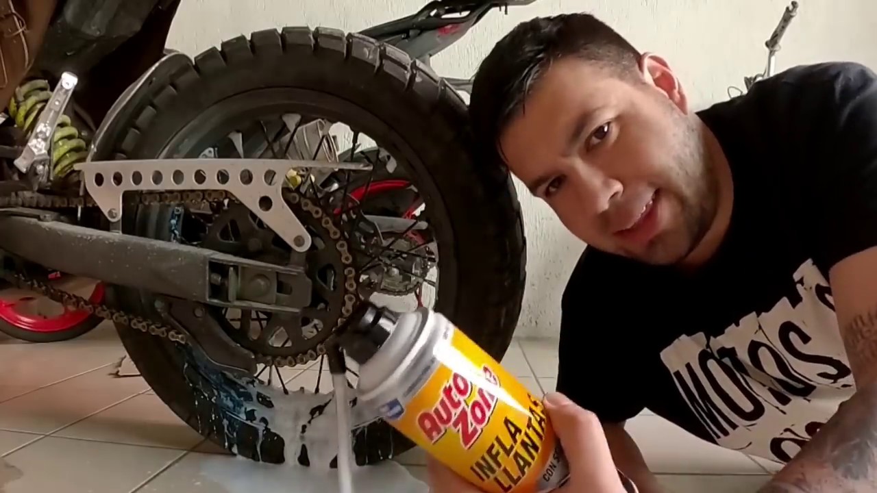EXPERIMENTO - Neumaticos de Moto con Camara + Inflallantas ( Autozone)