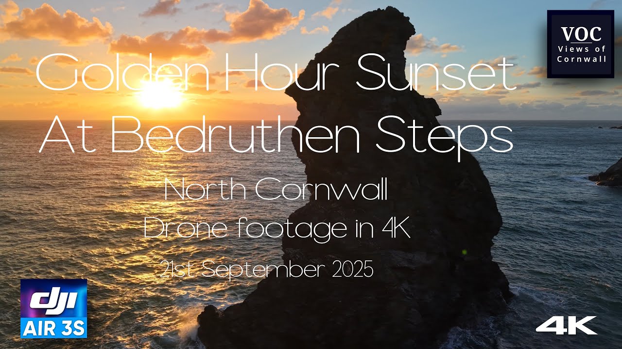 Golden Hour & Sunset at Bedruthen Steps, North Cornwall. 21st September 2025