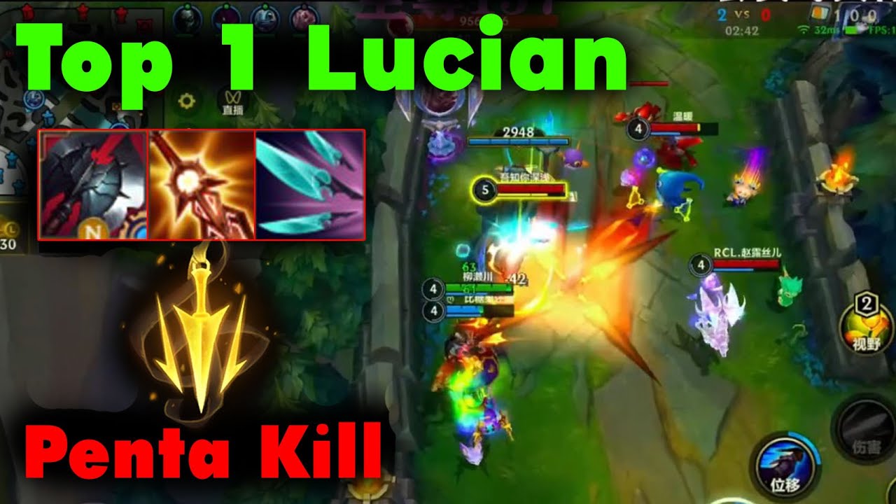 Top 1 Lucian Wild Rift China | New rune Lethal Tempo and Best Build very strong get Penta Kill