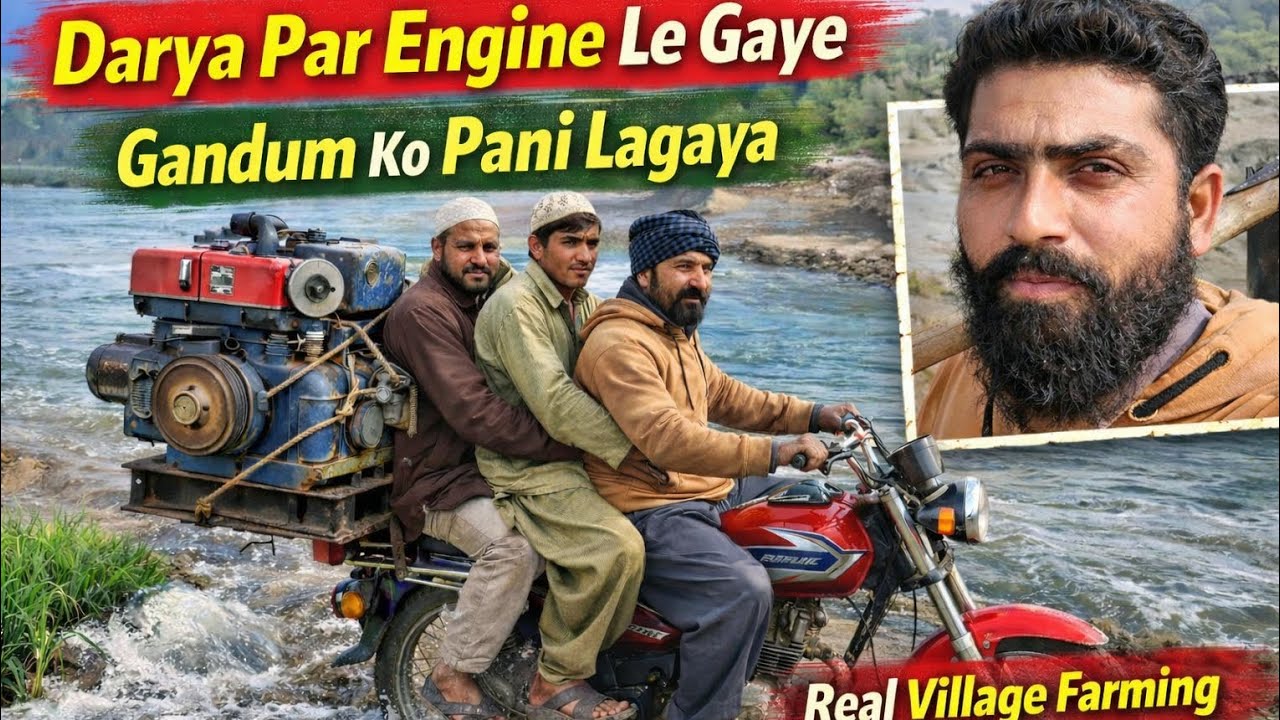 Real Village Life Pakistan | Darya Se Diesel Engine Bike Par Le Gaye | Gandum Ko Pani Lagaya Vlog