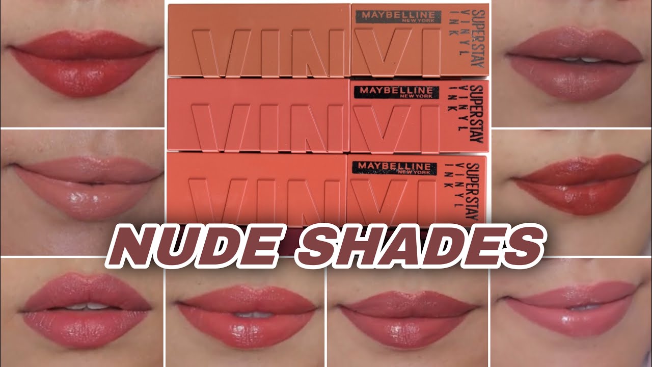 Maybelline Superstay Vinyl Ink | Все свотчи оттенков NUDE SHOCK