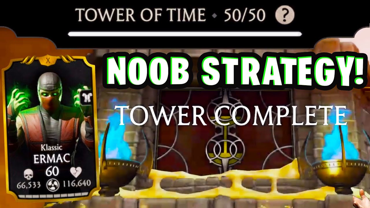 How to Beat Battle 50 in Tower of Time with WEAK Team in MK Mobile. NOOB Strategy GONE WRONG!