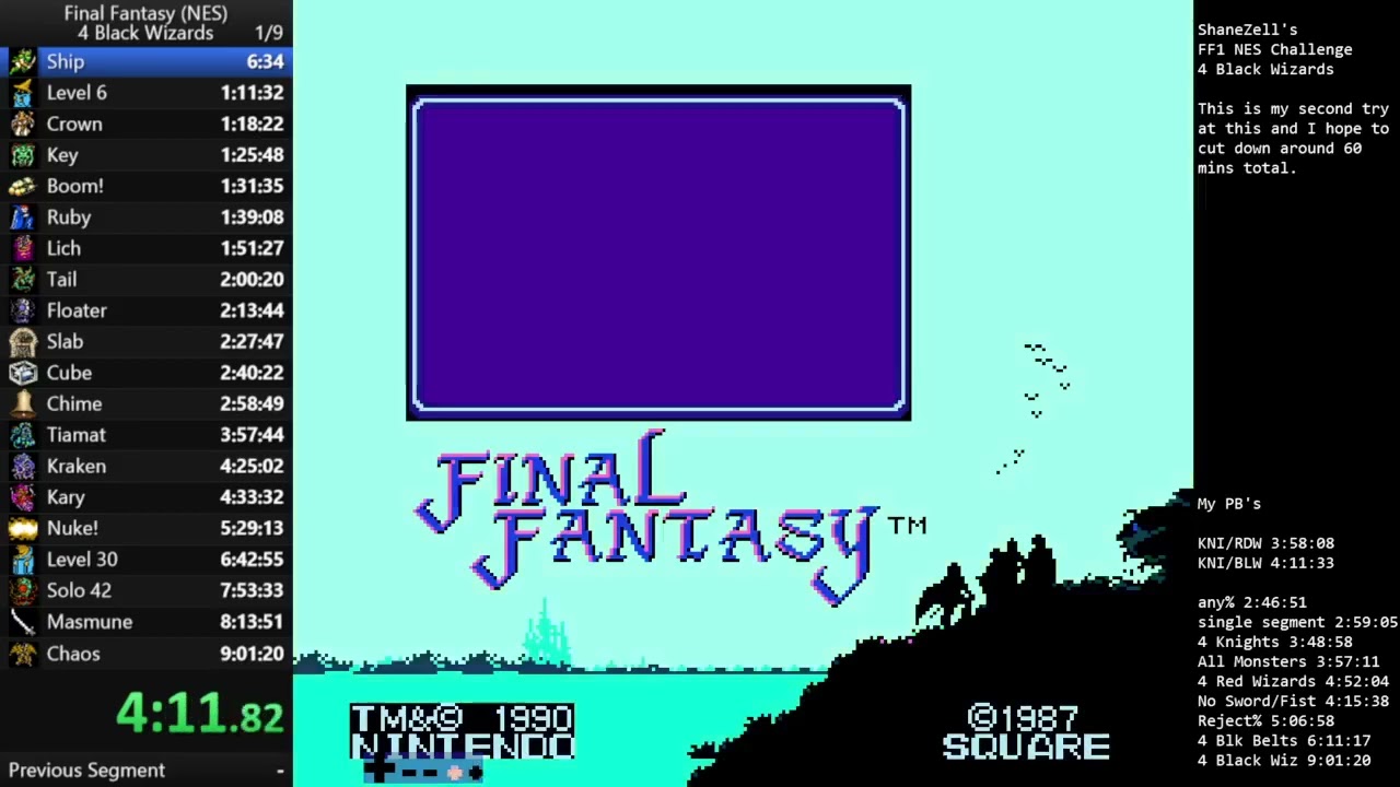 FF1 NES 4 Black Wizards 8:01:02