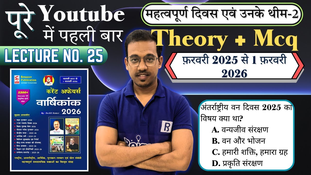 महत्वपूर्ण दिवस एवं उनके थीम-2 | Speedy Current Affairs | Page by Page | Theory + MCQ