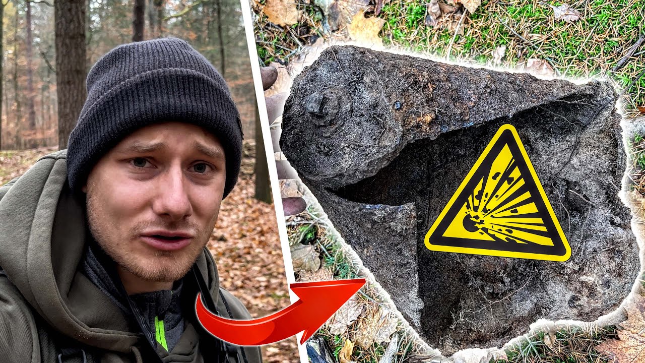 seltsam explodierte BOMBE am ALTEN BAHNHOF gefunden!! (Metalldetektor, WW2 Schatzsuche im Wald)