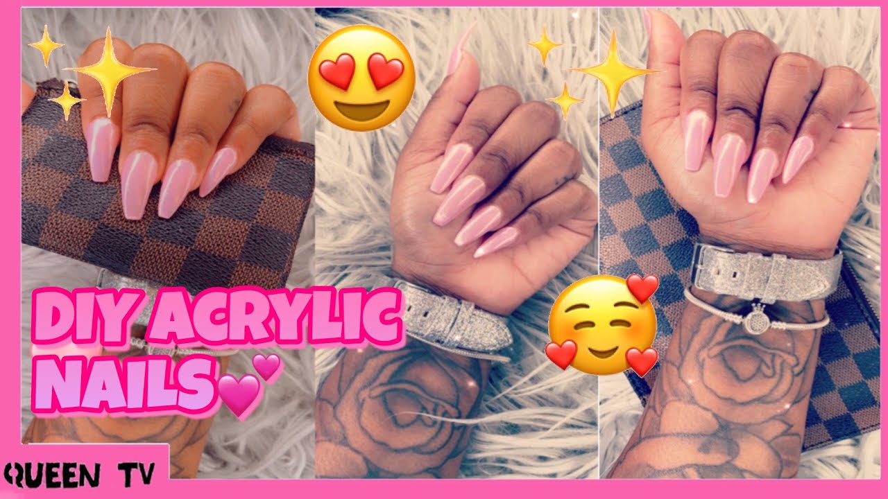 Doing My Own Acrylic Nails! 💅🏽💕 | KISS ACRYLIC KIT | *first time*