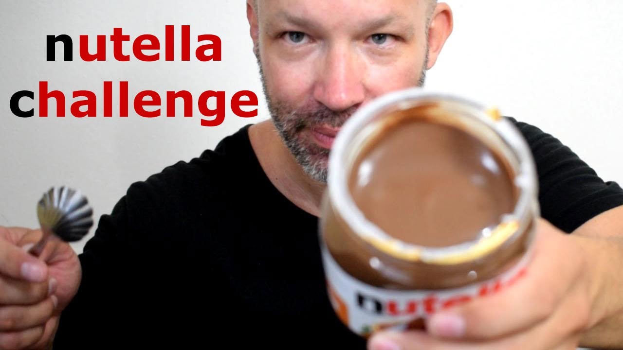 NUTELLA JAR CHALLENGE 400GR ASMR MUKBANG NO WATER NO TALKING YANNISASMR.COM