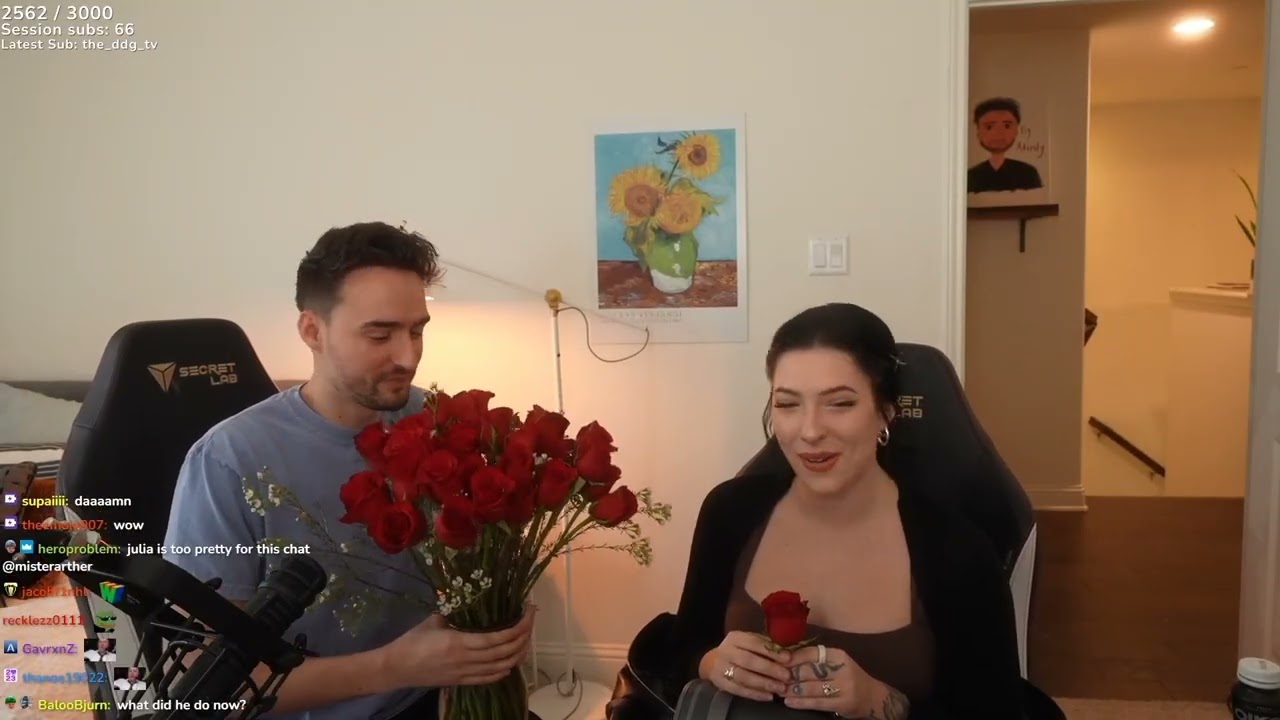 MISTERARTHER gives rose/roses to Julia 🌹🌹❤️ @Clippers_baited