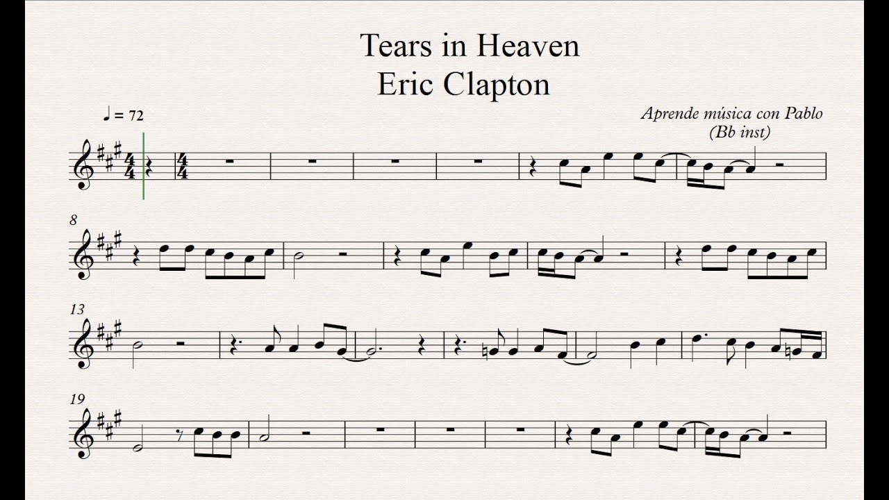 TEARS IN HEAVEN:  Bb inst (clarinete,trompeta,saxo sop/tenor)(partitura con playback)