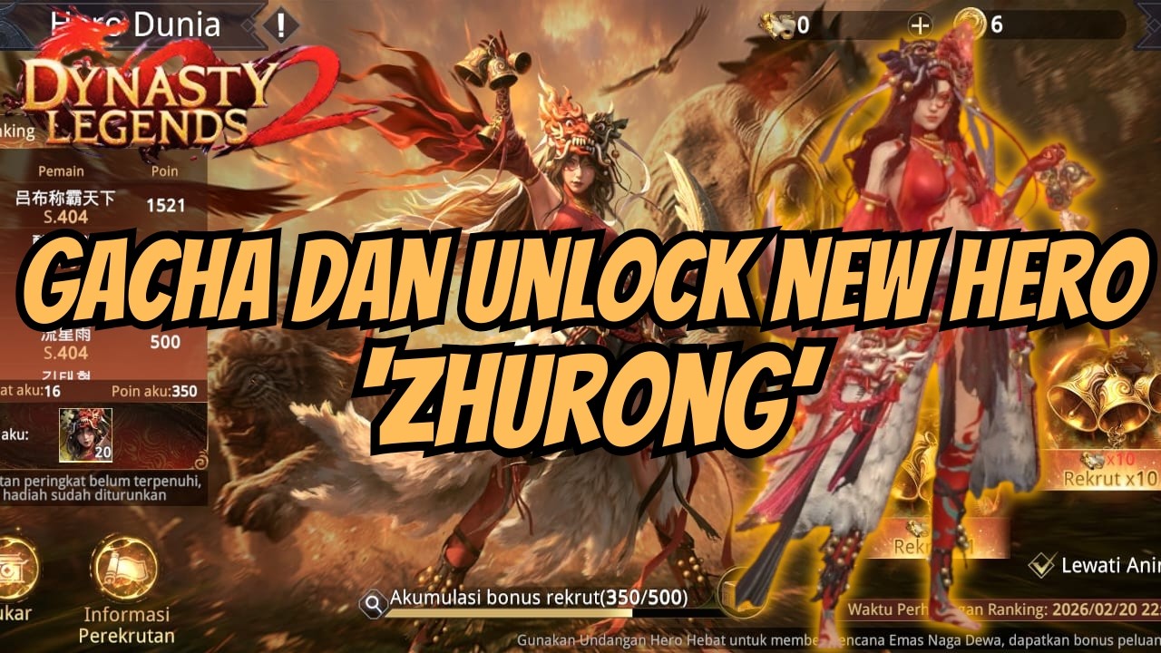 GACHA 350 UNDANGAN HERO HEBAT & UNLOCK HERO ZHU RONG FRAKSI OTHER + GAMEPLAY PVP!! Dynasty legends 2