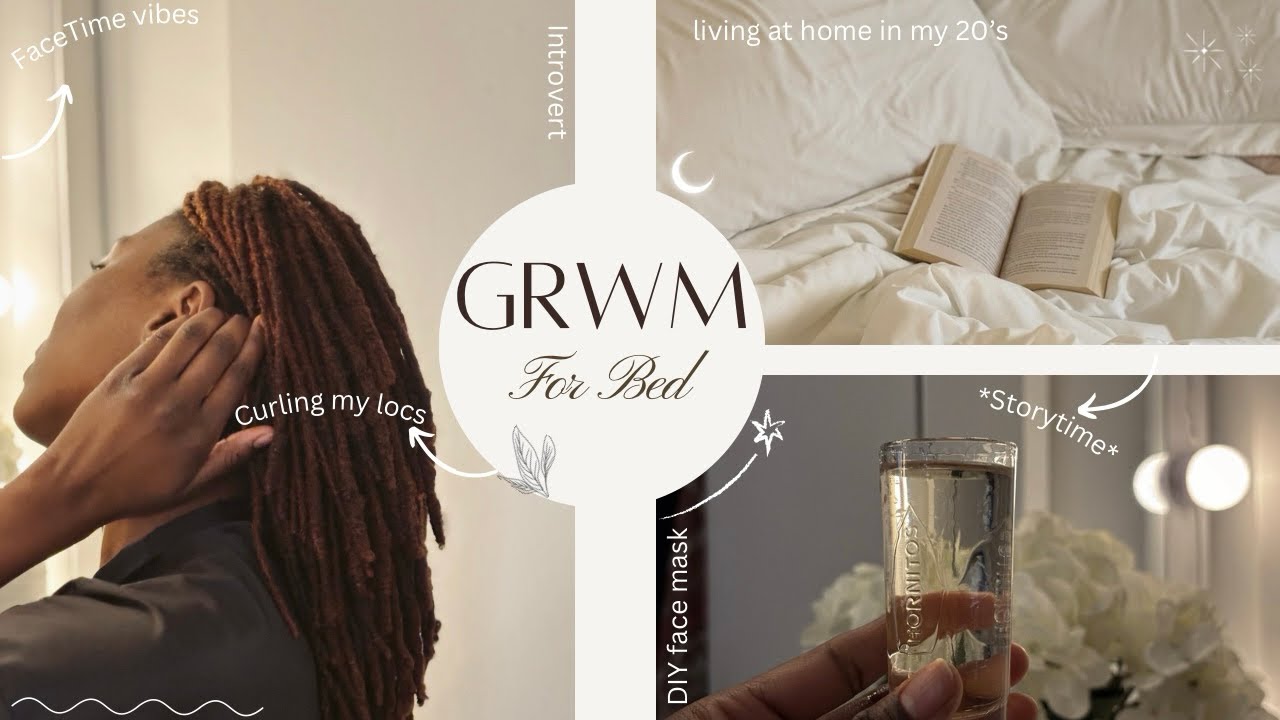 ♡ GRWM for bed + Storytime ♡ | curling my locs + FaceTime vibes + DIY face mask | Destiny Powell