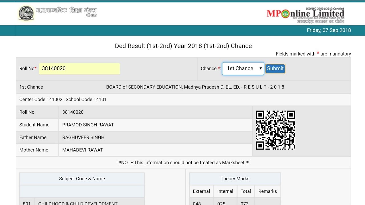 Ded Result (1st-2nd) Year 2018 (1st-2nd) Chance