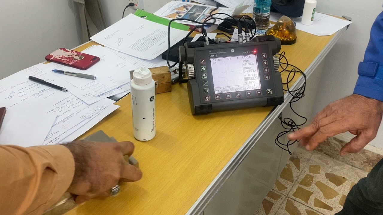 معايرة جهاز الفحص بالموجات فوق الصوتية / calibration of ultrasonic test device