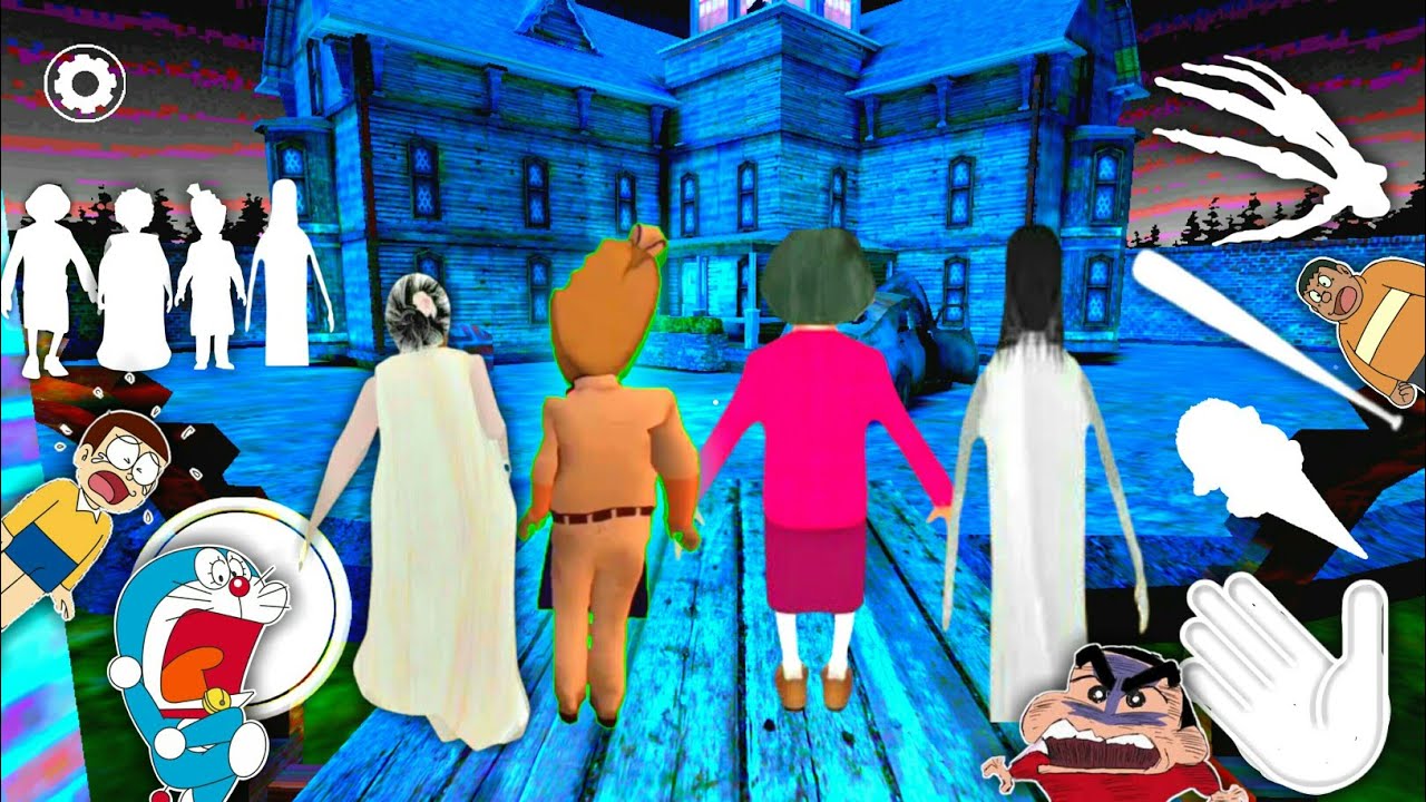 Super Granny, Miss T, Rod, Slendrina Banke Kiya Train Escape in Granny 3 With Doraemon And Friends