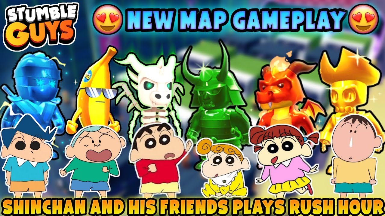 Shinchan and his friends playing rush hour map in stumble guys 😍🔥 | shinchan plays stumble guys 😂🔥